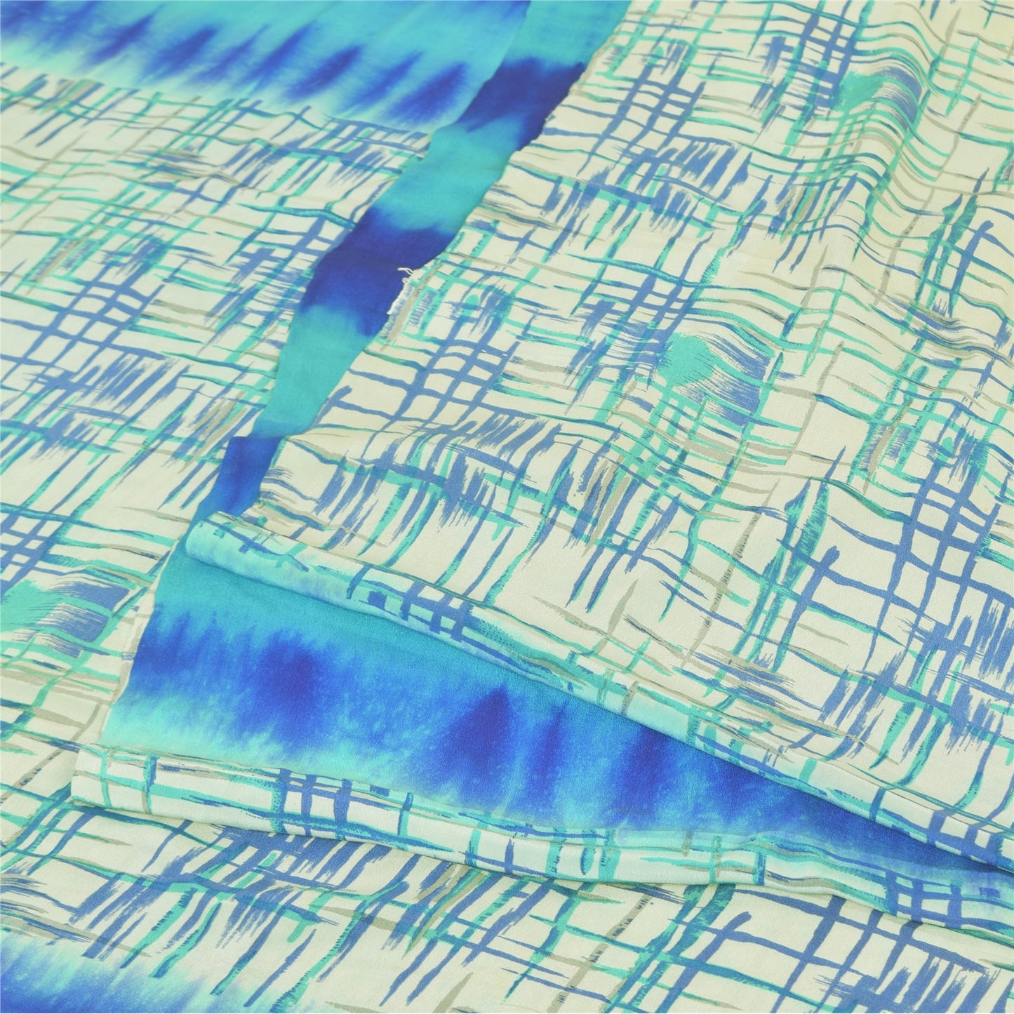 Санскритские винтажные сари синего цвета 100% чистый креп шелк напечатанное сари 5 ярдов ремесленная устойчивая ткань