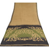 Sanskriti Vintage Sarees Light-Brown Pure Crepe Silk Print Sari 5yd Craft Sustainable Fabric