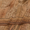 Sanskriti Vintage Sarees Brown Pure Crepe Silk Printed Sari 5yd Craft Sustainable Fabric