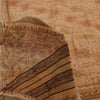 Sanskriti Vintage Sarees Brown Pure Crepe Silk Printed Sari 5yd Craft Sustainable Fabric