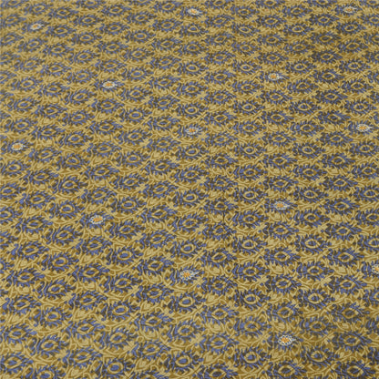 Sanskriti Vintage Sarees Green Hand Beaded Pure Crepe Silk Print Sari 5yd Fabric