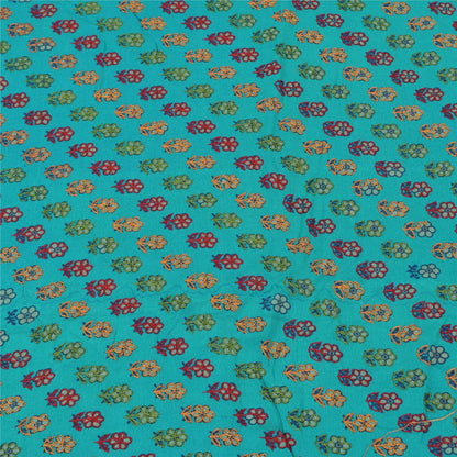 Sanskriti Vintage Sarees Green Pure Crepe Silk Embroidered Printed Sari Sustainable Fabric