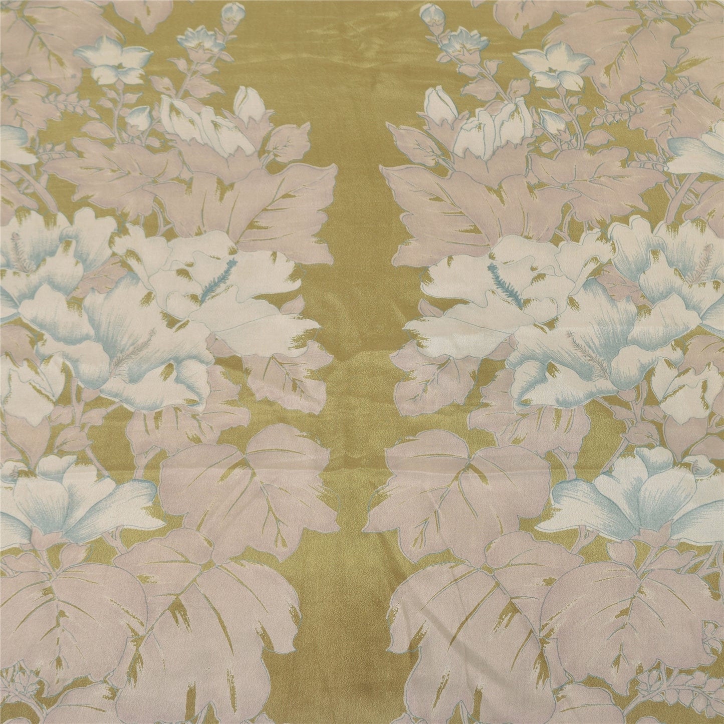 Sanskriti Vintage Sarees Green Pure Crepe Floral Printed 5+YD Eco-Friendly Sari