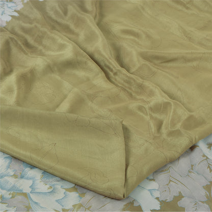 Sanskriti Vintage Sarees Green Pure Crepe Floral Printed 5+YD Eco-Friendly Sari