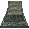 Sanskriti Vintage Sarier Mørkegrønne Ren Crepe Silke Print Sari 5yd Håndværksmæssigt Bæredygtigt Stoff