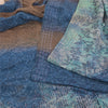 Sanskriti Vintage Sarier Blå/Brun Sari i Ren Crepe Silke Print, 5+ yards Håndværksmæssigt Bæredygtigt Stoff