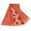 Sanskriti Vintage Sarees Peach Pure Crepe Silk Printed Sari 5+yd Craft Sustainable Fabric
