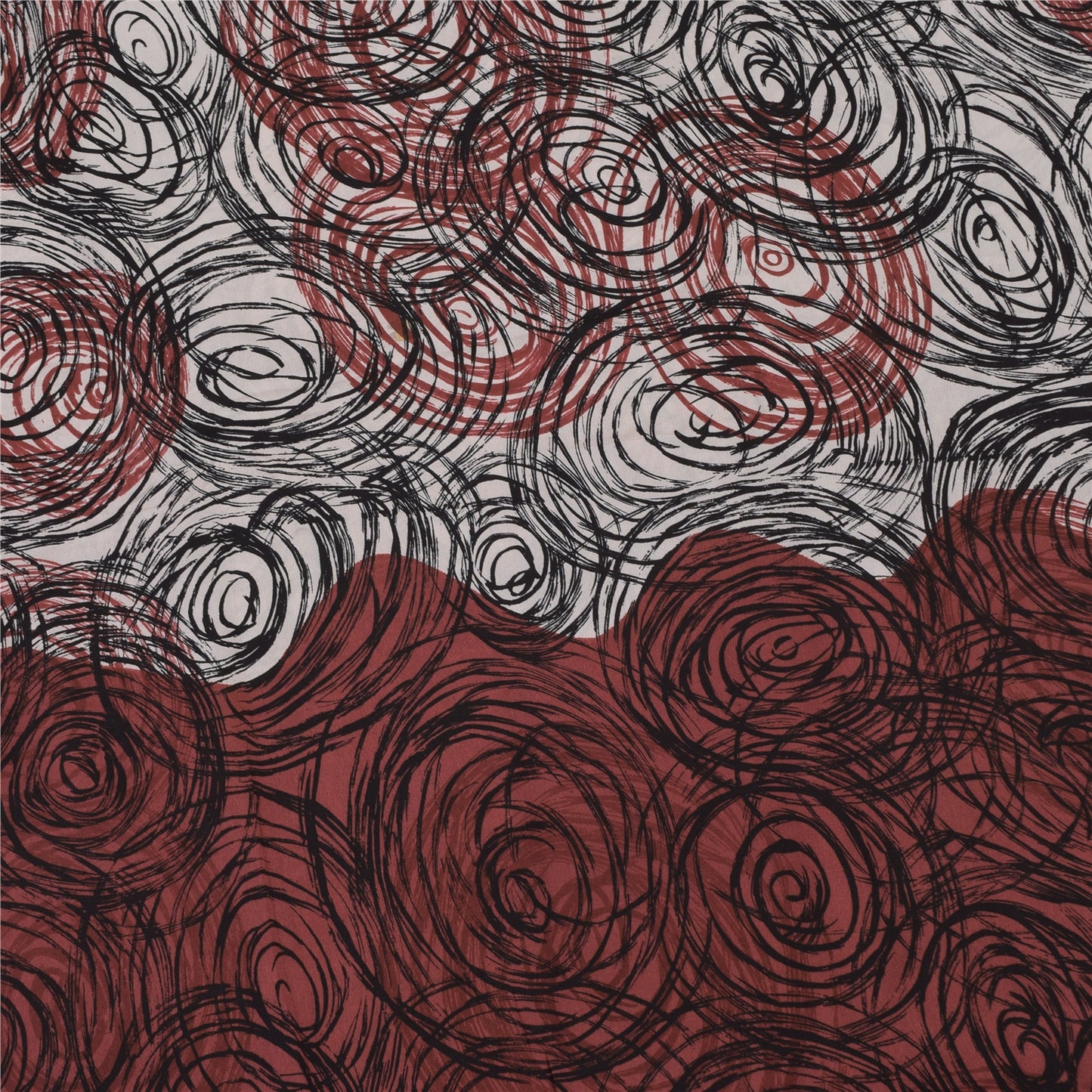 Sanskriti Vintage Sarees Red/Ivory Pure Crepe Silk Print Sari 5+yd Craft Sustainable Fabric