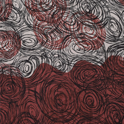 Sanskriti Vintage Sarees Red/Ivory Pure Crepe Silk Print Sari 5+yd Craft Sustainable Fabric