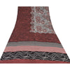 Sanskriti Vintage Sarees Red/Ivory Pure Crepe Silk Print Sari 5+yd Craft Sustainable Fabric