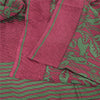 Sanskriti Vintage Sarees Red/Green Pure Crepe Silk Print Sari 5+yd Craft Sustainable Fabric