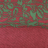 Sanskriti Vintage Sarees Red/Green Pure Crepe Silk Print Sari 5+yd Craft Sustainable Fabric