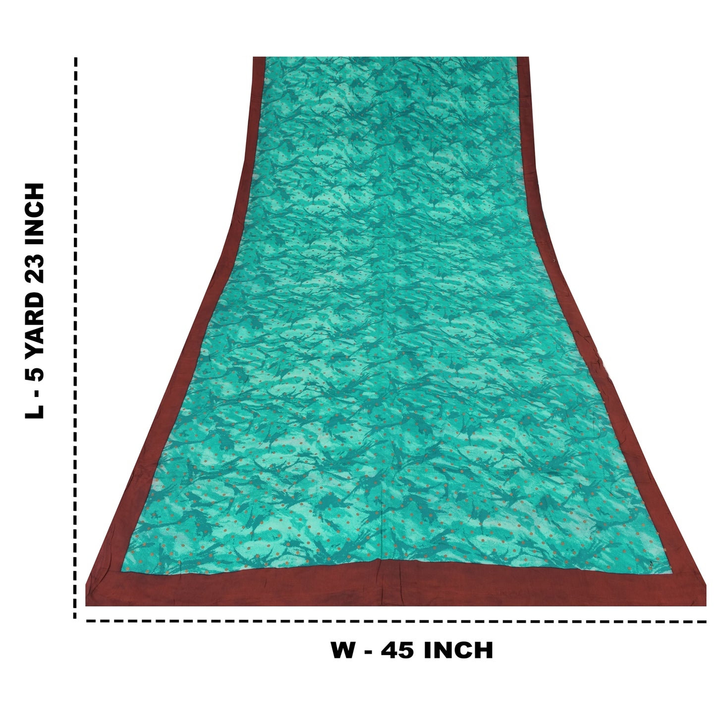 Sanskriti Vintage Sarees Blue Paint/Print Pure Crepe Silk Sari 5yd Craft Sustainable Fabric