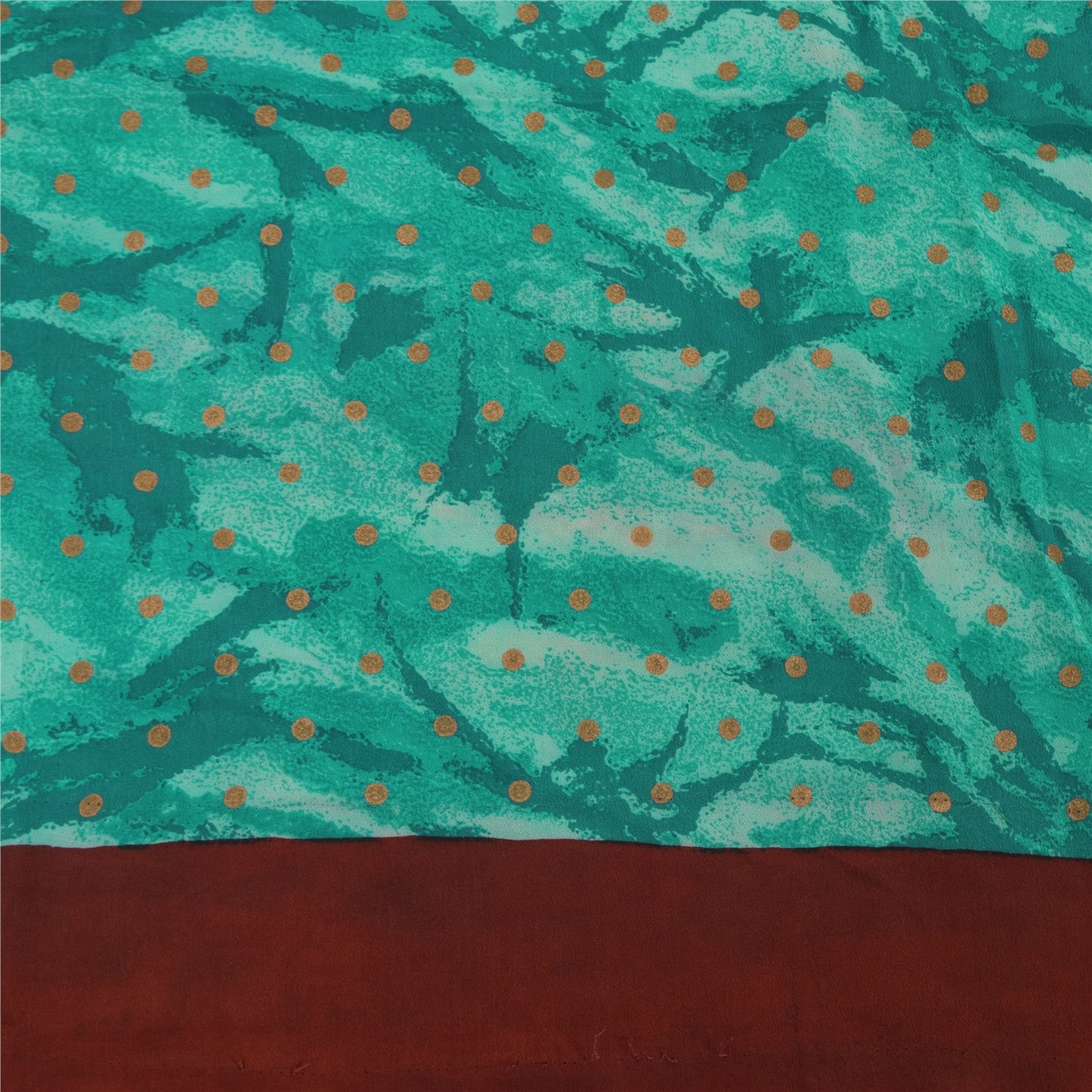 Sanskriti Vintage Sarees Blue Paint/Print Pure Crepe Silk Sari 5yd Craft Sustainable Fabric