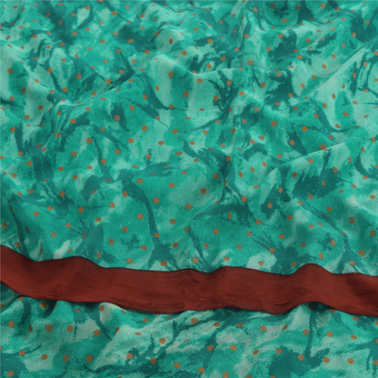 Sanskriti Vintage Sarees Blue Paint/Print Pure Crepe Silk Sari 5yd Craft Sustainable Fabric