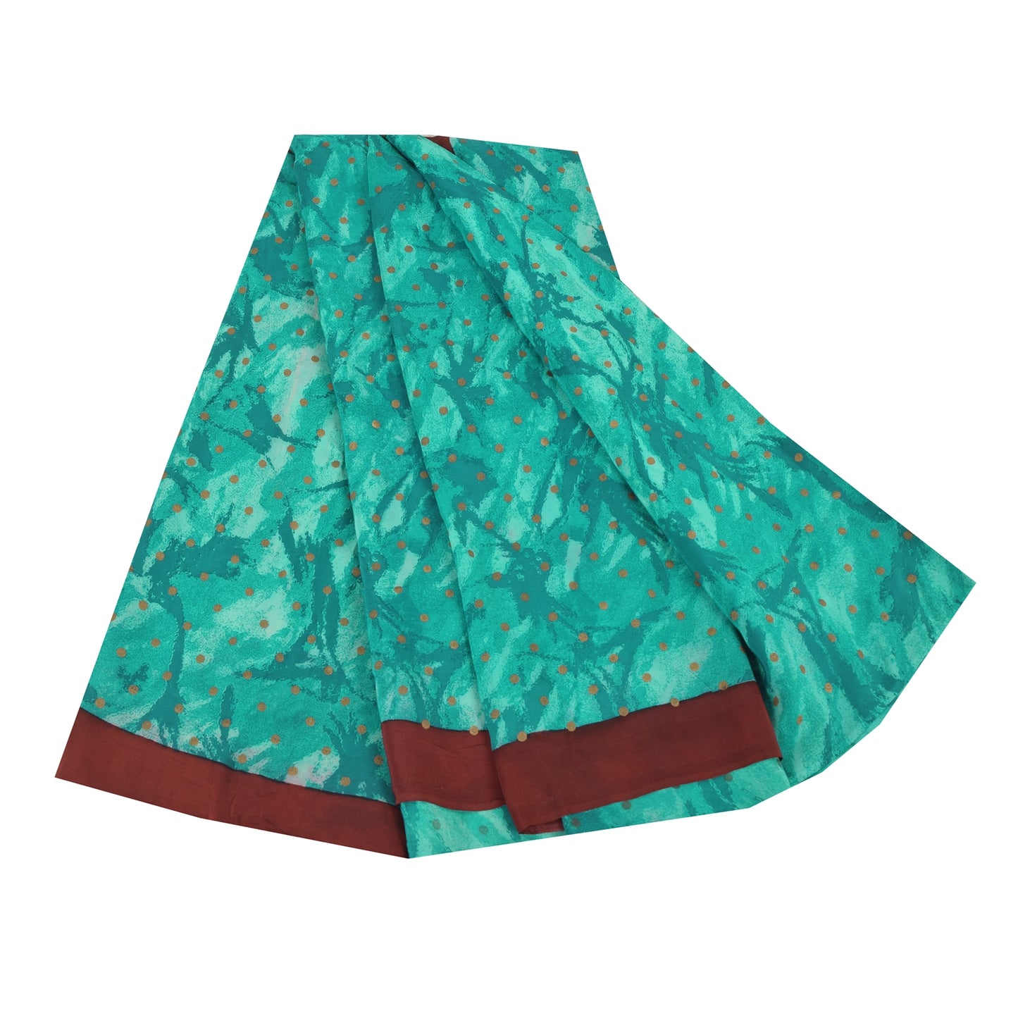 Sanskriti Vintage Sarees Blue Paint/Print Pure Crepe Silk Sari 5yd Craft Sustainable Fabric