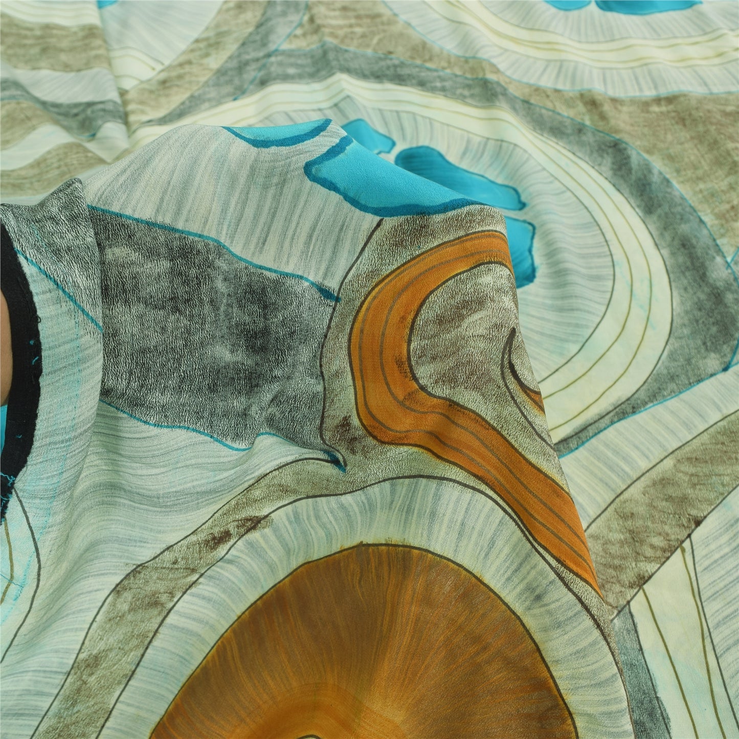 Sanskriti Vintage Sarees Multi Pure Crepe Silk Printed Sari 5+yd Craft Sustainable Fabric