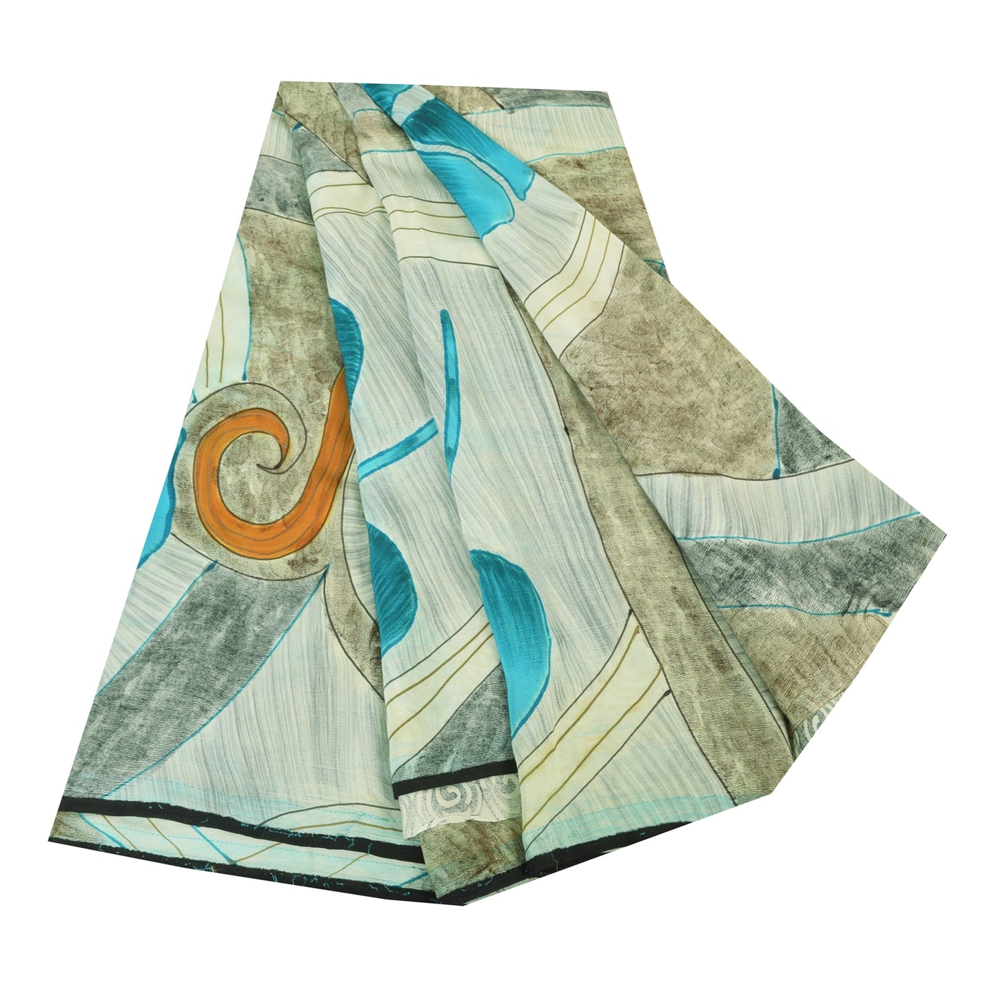 Sanskriti Vintage Sarees Multi Pure Crepe Silk Printed Sari 5+yd Craft Sustainable Fabric