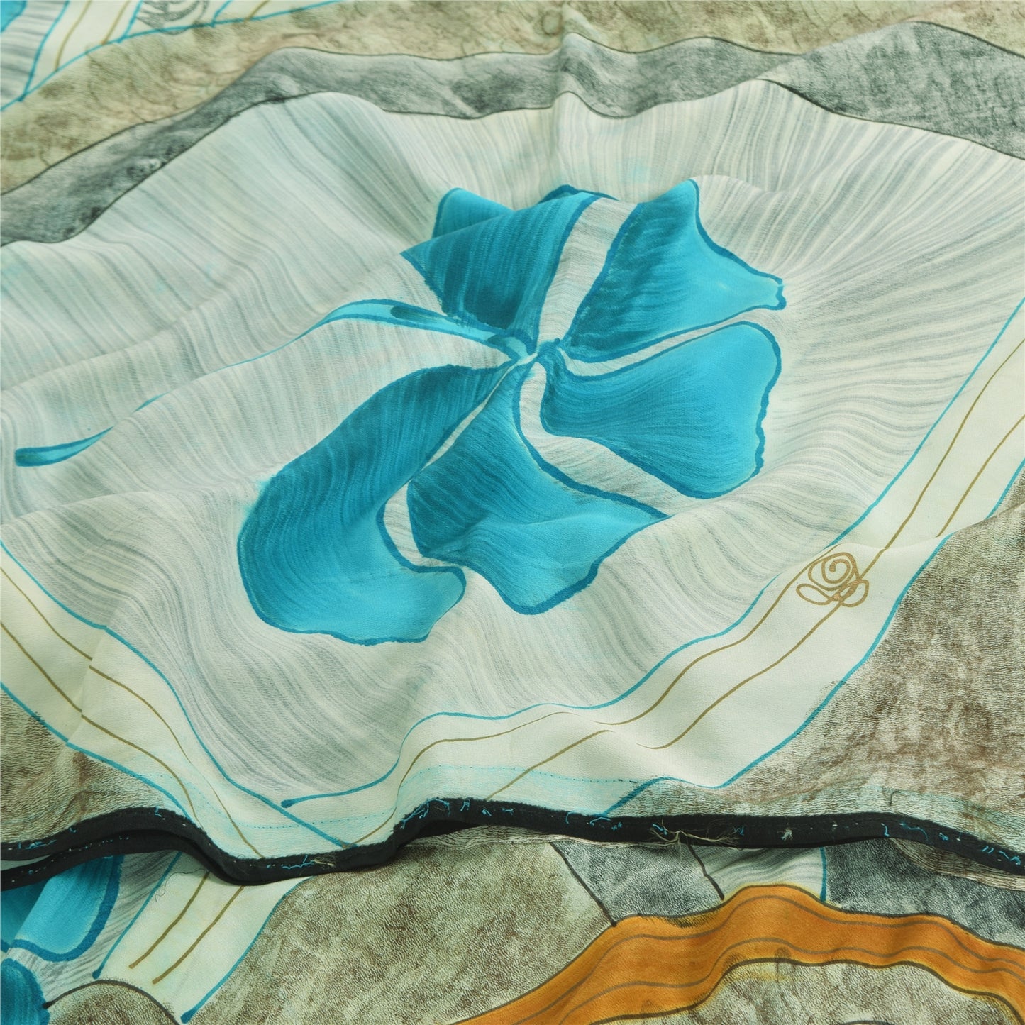 Sanskriti Vintage Sarees Multi Pure Crepe Silk Printed Sari 5+yd Craft Sustainable Fabric