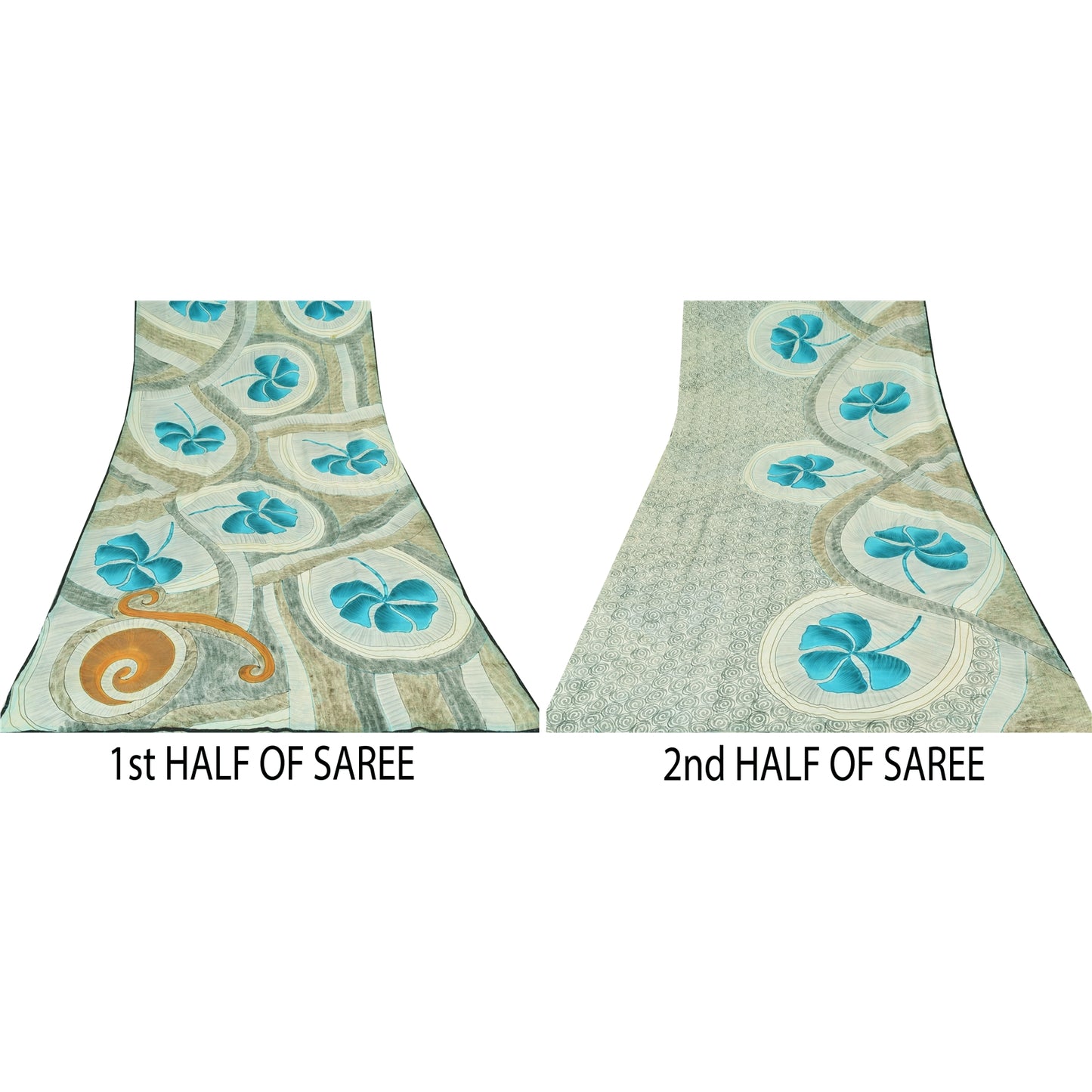 Sanskriti Vintage Sarees Multi Pure Crepe Silk Printed Sari 5+yd Craft Sustainable Fabric