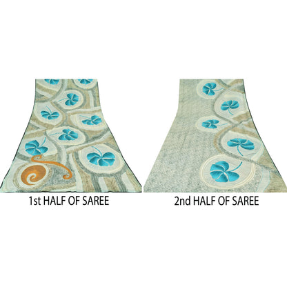 Sanskriti Vintage Sarees Multi Pure Crepe Silk Printed Sari 5+yd Craft Sustainable Fabric