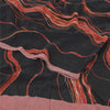 Sanskriti Vintage Sarees Black/Orange Pure Crepe Silk Printed Sari Craft Sustainable Fabric