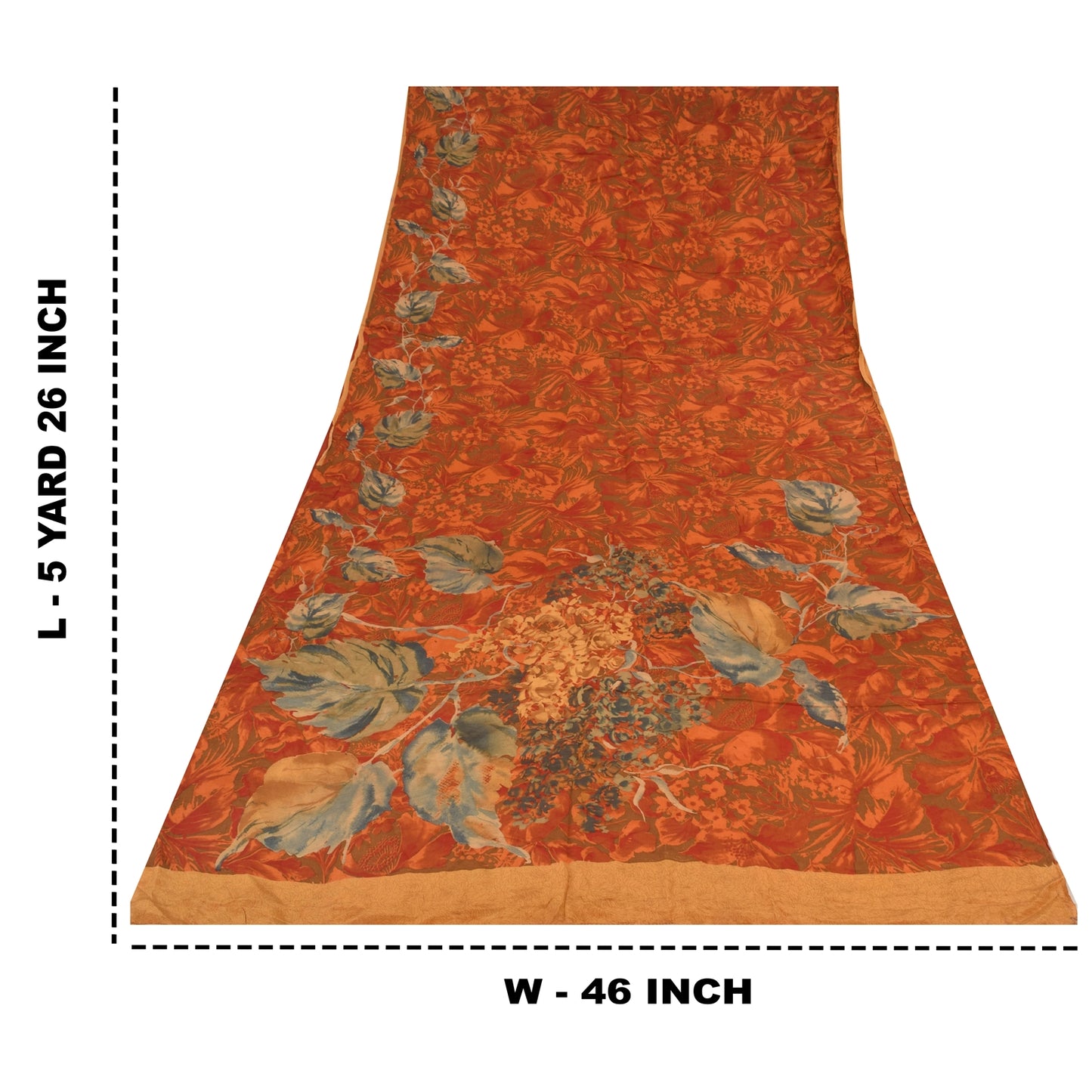 Sanskriti Vintage Sarees Multi Pure Crepe Silk Printed Sari 5+yd Craft Sustainable Fabric