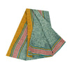 Sanskriti Vintage Sarees Green Pure Crepe Silk Printed Sari 6+yd Craft Fabric