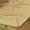 Sanskriti Vintage Sarees Beige Pure Crepe Silk Printed Sari 5+yd Craft Sustainable Fabric