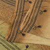 Sanskriti Vintage Sarees Beige Pure Crepe Silk Printed Sari 5+yd Craft Sustainable Fabric
