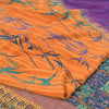 Sanskriti Vintage Sarees Purple/Orange Pure Crepe Printed Sari 5+yd Craft Sustainable Fabric