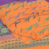 Sanskriti Vintage Sarees Purple/Orange Pure Crepe Printed Sari 5+yd Craft Sustainable Fabric