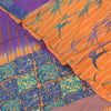 Sanskriti Vintage Sarees Purple/Orange Pure Crepe Printed Sari 5+yd Craft Sustainable Fabric