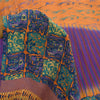 Sanskriti Vintage Sarees Purple/Orange Pure Crepe Printed Sari 5+yd Craft Sustainable Fabric