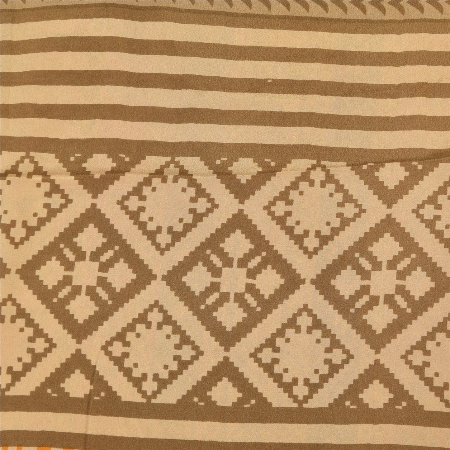 Sanskriti Vintage Sarees Multi Pure Crepe Silk Printed Sari 5+yd Craft Sustainable Fabric