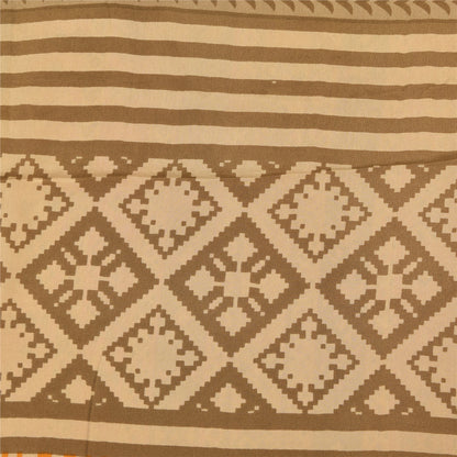 Sanskriti Vintage Sarees Multi Pure Crepe Silk Printed Sari 5+yd Craft Sustainable Fabric