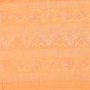 Sanskriti Vintage Sarees Ivory/Orange Pure Crepe Printed Sari 6+yd Craft Sustainable Fabric