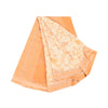 Sanskriti Vintage Sarees Ivory/Orange Pure Crepe Printed Sari 6+yd Craft Sustainable Fabric