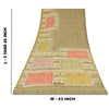 Sanskriti Vintage Sarier Olivengrøn Ren Crepe Trykt Sari 5+ yard Håndværk Bæredygtigt Stoff