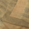 Sanskriti Vintage Sarees Peach/Cream Pure Crepe Printed Sari 5+yd Craft Sustainable Fabric