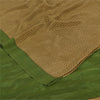 Sanskriti Vintage Sarees Brown/Green Pure Crepe Printed Sari 5+yd Craft Sustainable Fabric
