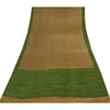 Sanskriti Vintage Sarees Brown/Green Pure Crepe Printed Sari 5+yd Craft Sustainable Fabric