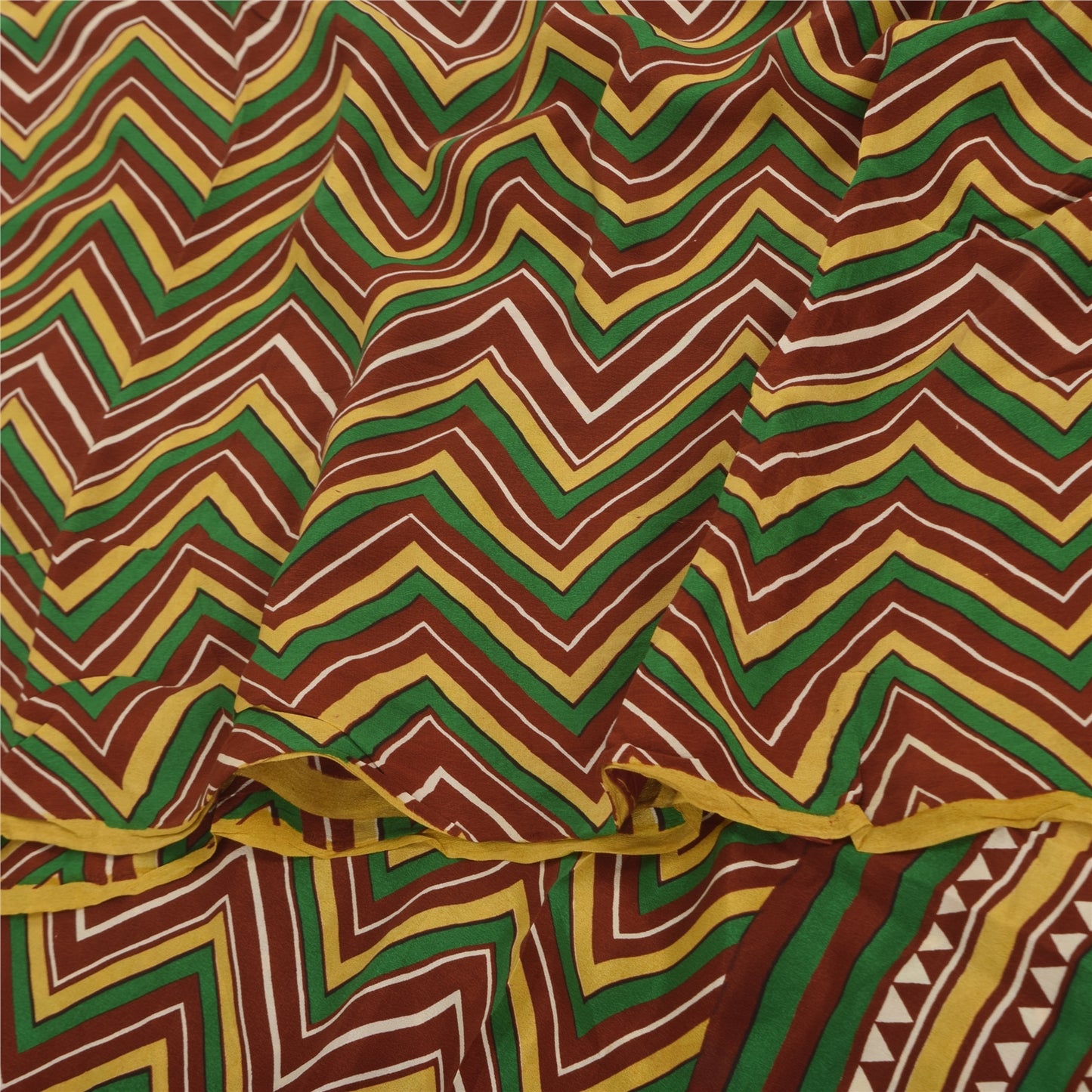 Sanskriti Vintage Sarees Multi Pure Crepe Silk Printed Sari 5+yd Craft Sustainable Fabric