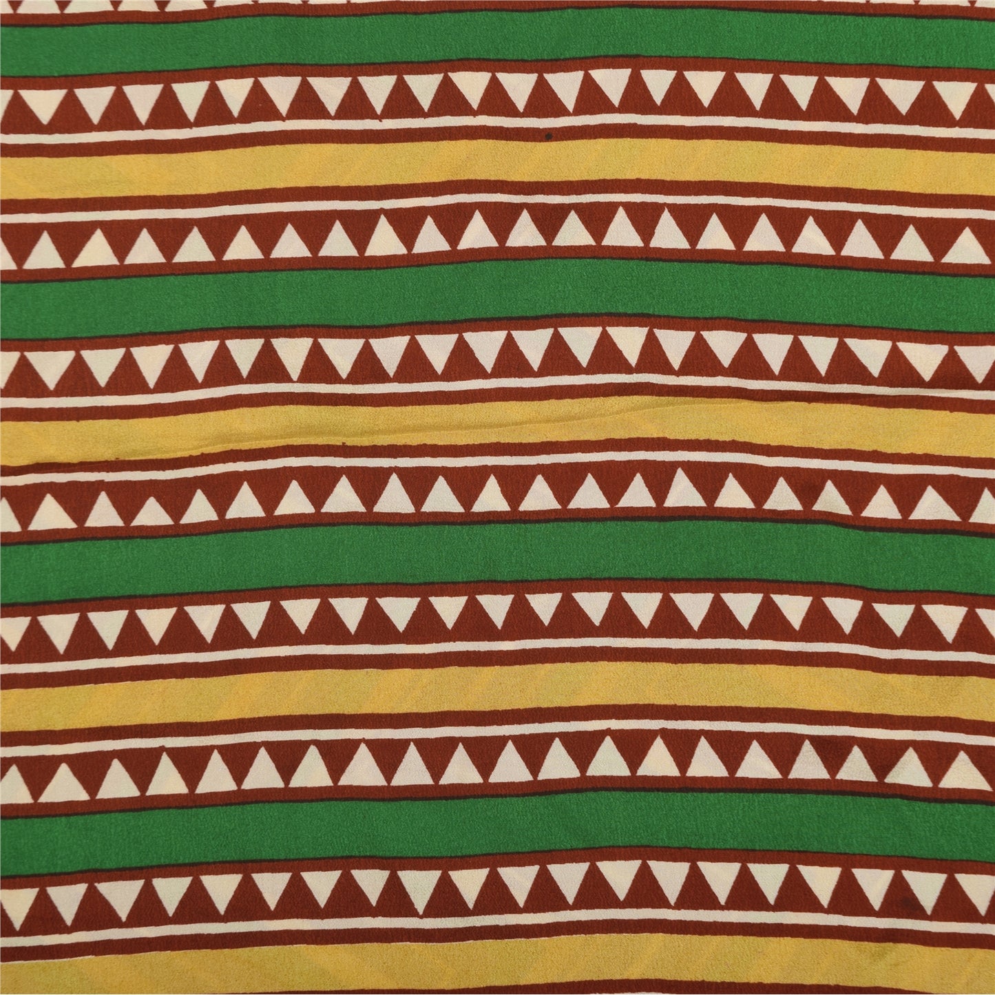 Sanskriti Vintage Sarees Multi Pure Crepe Silk Printed Sari 5+yd Craft Sustainable Fabric