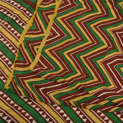 Sanskriti Vintage Sarees Multi Pure Crepe Silk Printed Sari 5+yd Craft Sustainable Fabric