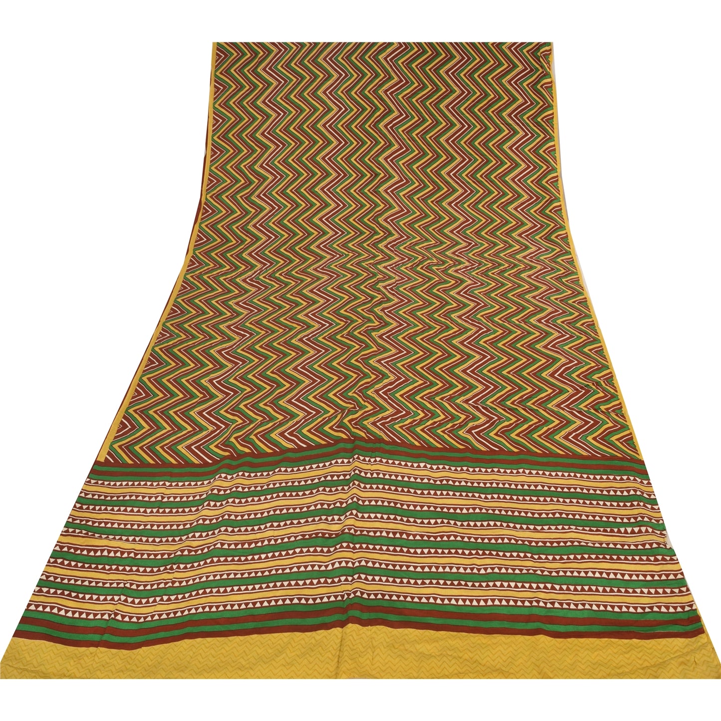 Sanskriti Vintage Sarees Multi Pure Crepe Silk Printed Sari 5+yd Craft Sustainable Fabric