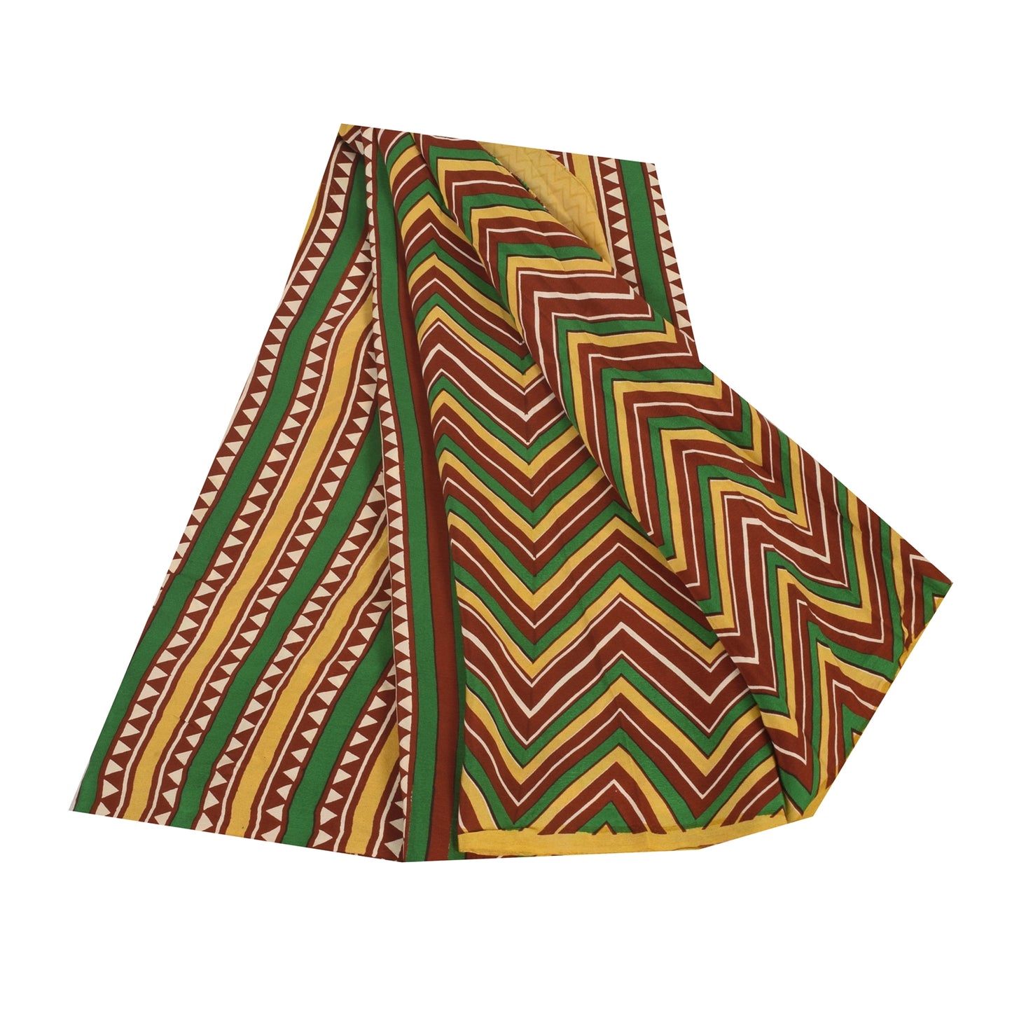 Sanskriti Vintage Sarees Multi Pure Crepe Silk Printed Sari 5+yd Craft Sustainable Fabric