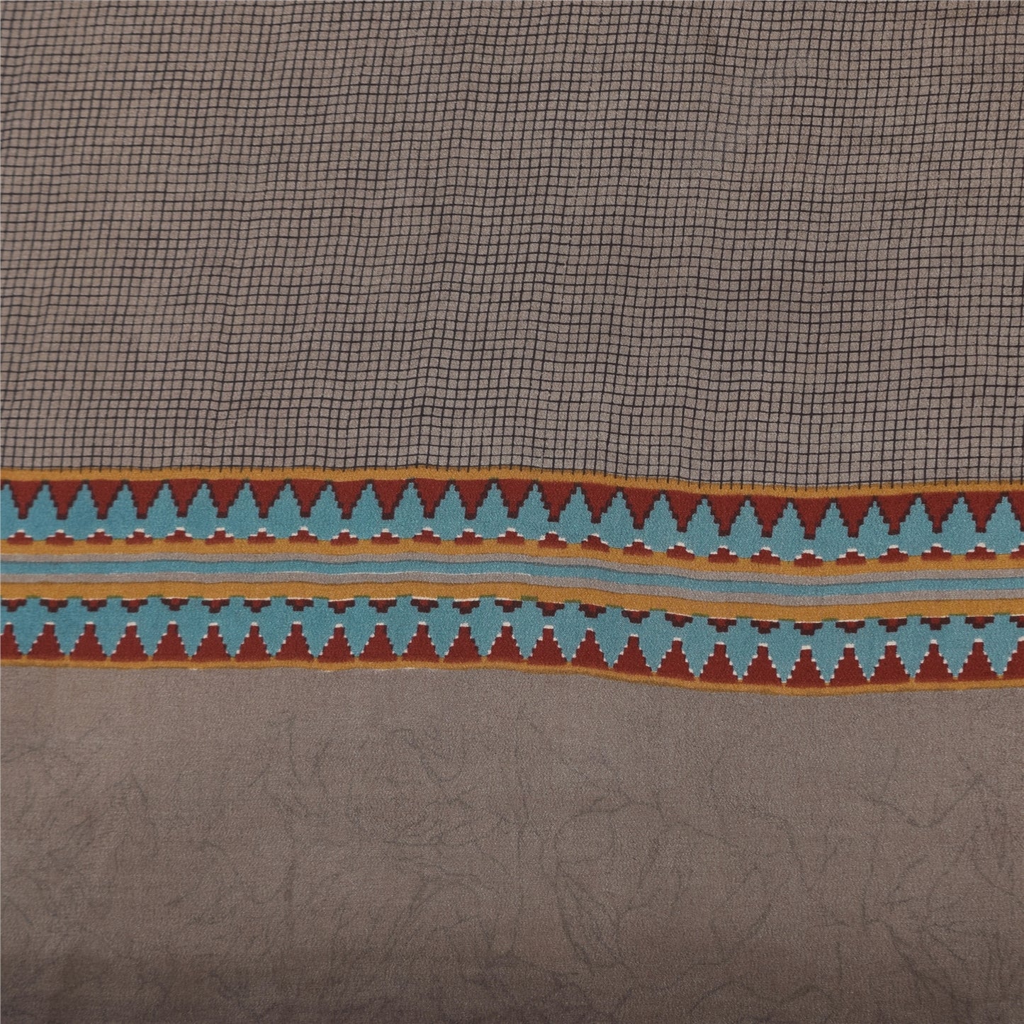 Sanskriti Vintage Sarier Mørkerød Ren Crepe Silke Trykt Sari 5+ yard Håndværk Bæredygtigt Stoff