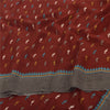 Sanskriti Vintage Sarier Mørkerød Ren Crepe Silke Trykt Sari 5+ yard Håndværk Bæredygtigt Stoff