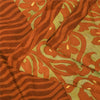 Sanskriti Vintage Sarier Grøn/Orange Ren Crepe Trykt Sari 5+ yard Håndværk Bæredygtigt Stoff
